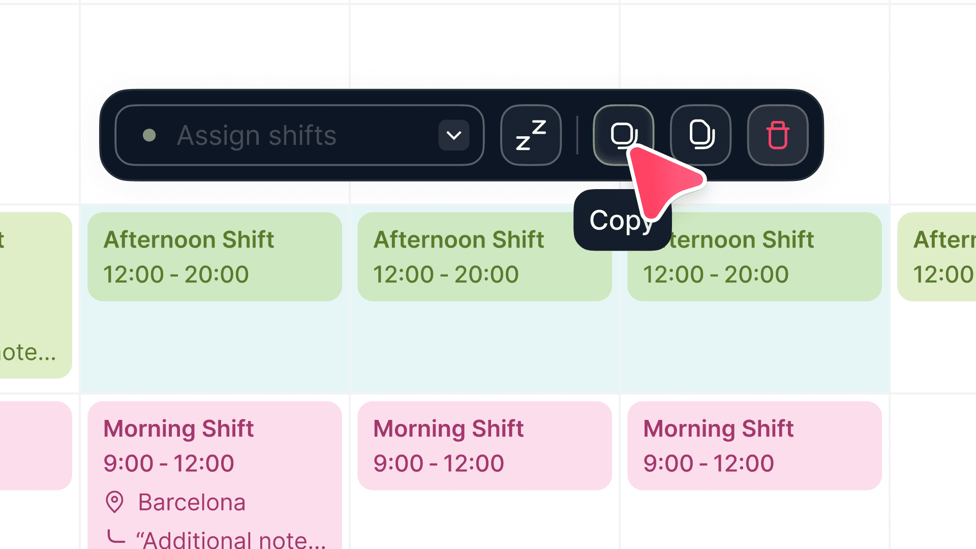 Build shift plans with keyboard shortcuts 