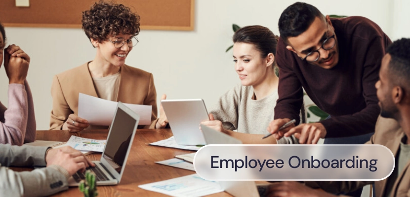 A group of people at an employee onboarding session