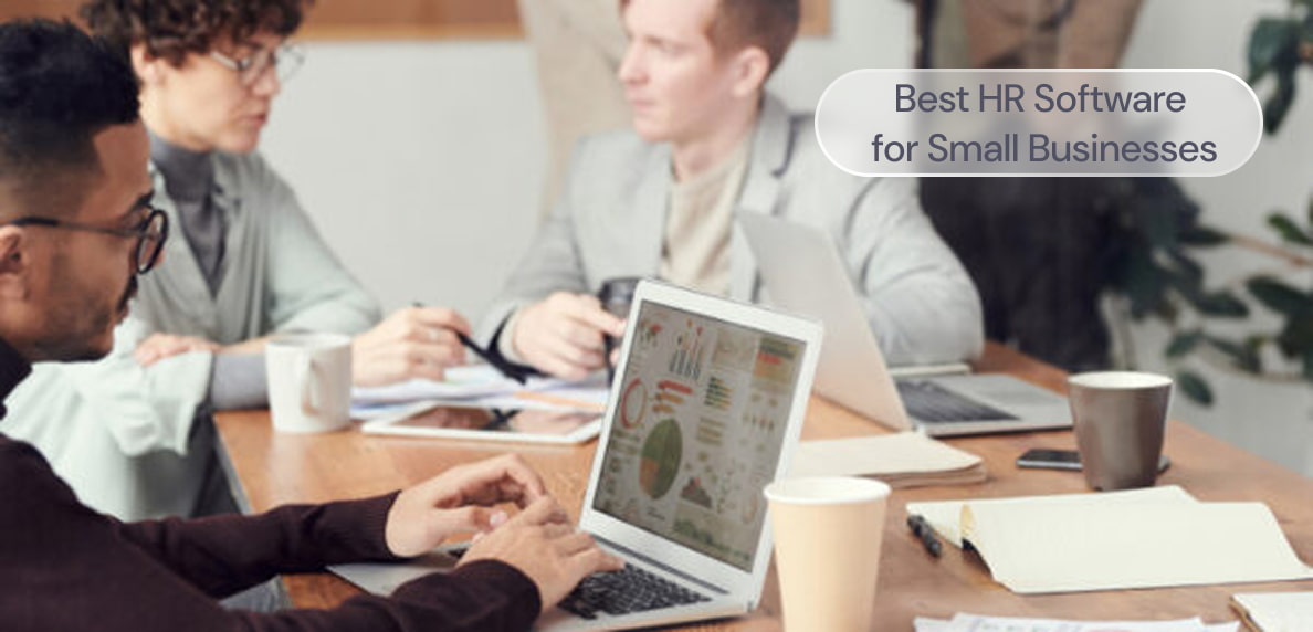 Some people working at a desk, with the caption: Best HR Software for Small Businesses